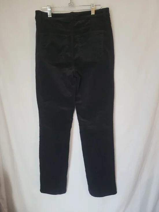 Women's Black Corduroy Pants Straight Leg Mid Rise Casual Fall Winter - Picture 2 of 2